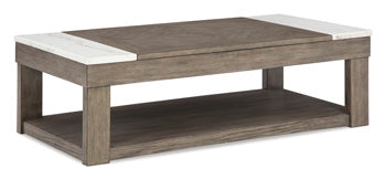 Loyaska Lift-Top Coffee Table — Marble Accents and Casters Signature Design by Ashley® Living Room