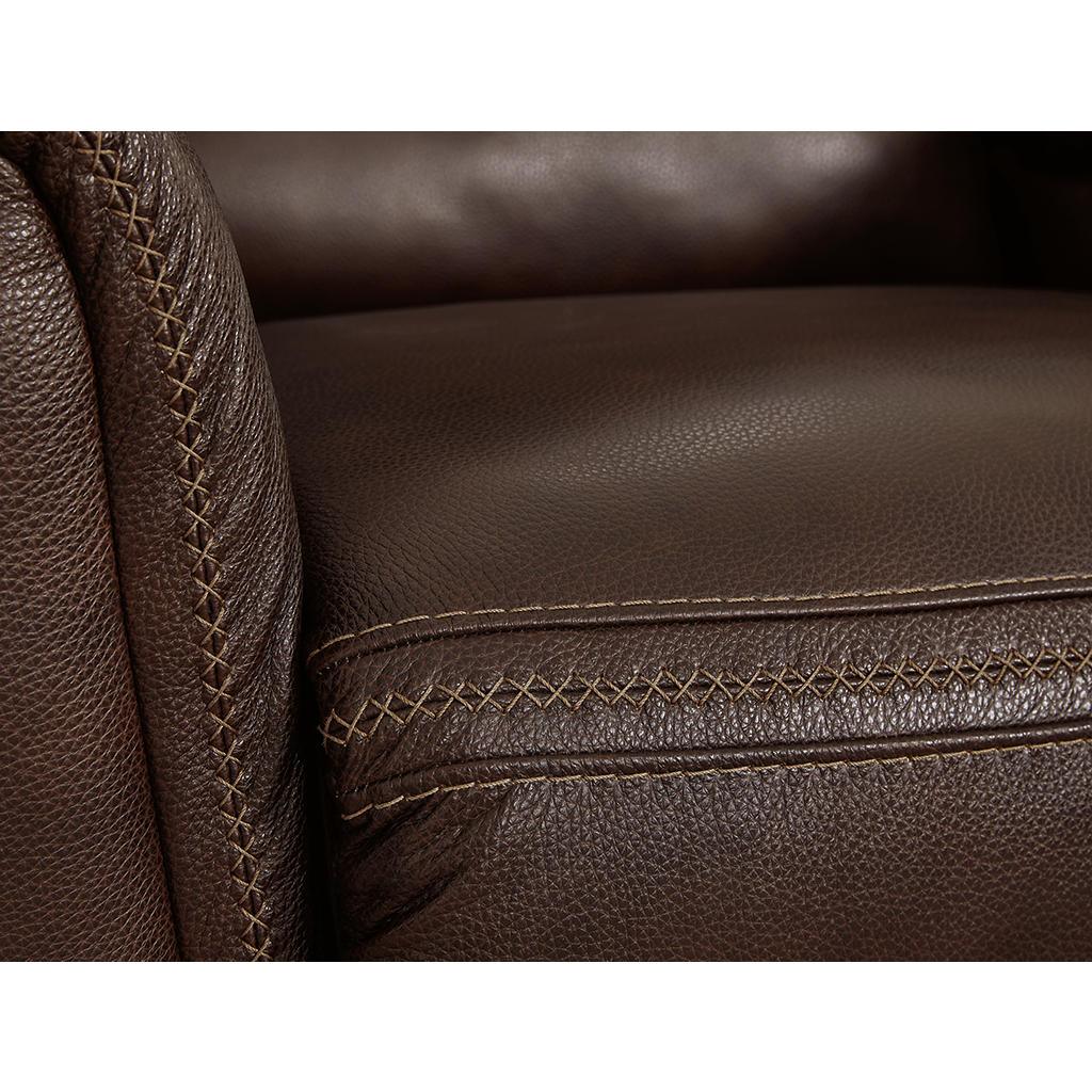 Alessandro Power Loveseat with Console — Walnut Leather Pair Signature Design by Ashley® Living Room