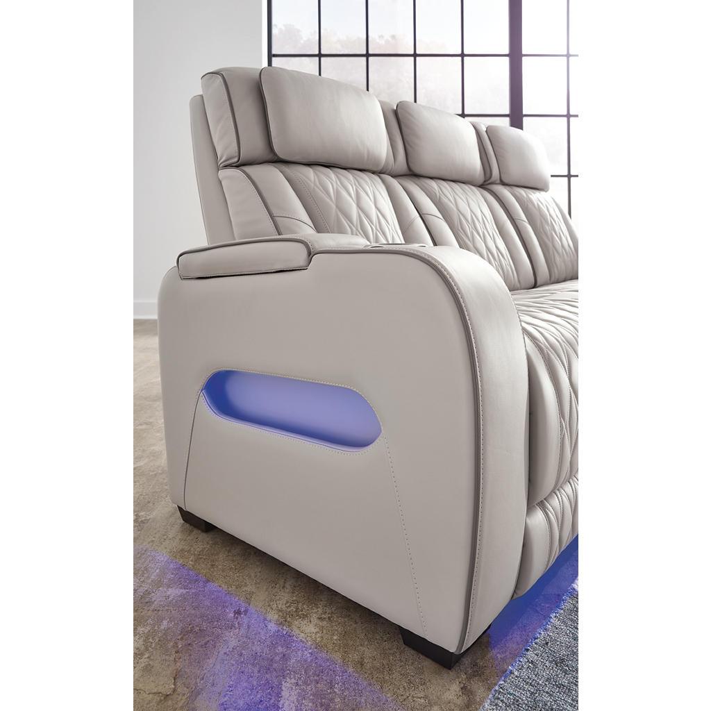 Boyington Power Reclining Loveseat with Console — Gray, Heat & Massage Signature Design by Ashley® Living Room