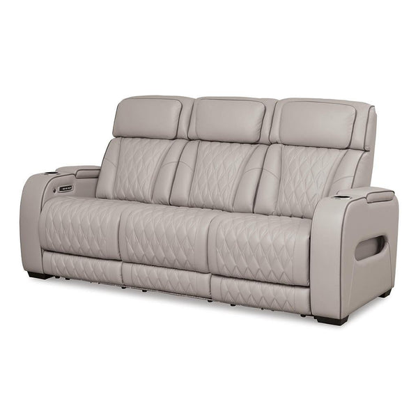 Boyington Power Reclining Sofa — Gray Leather Match, Theater Features Signature Design by Ashley® Living Room