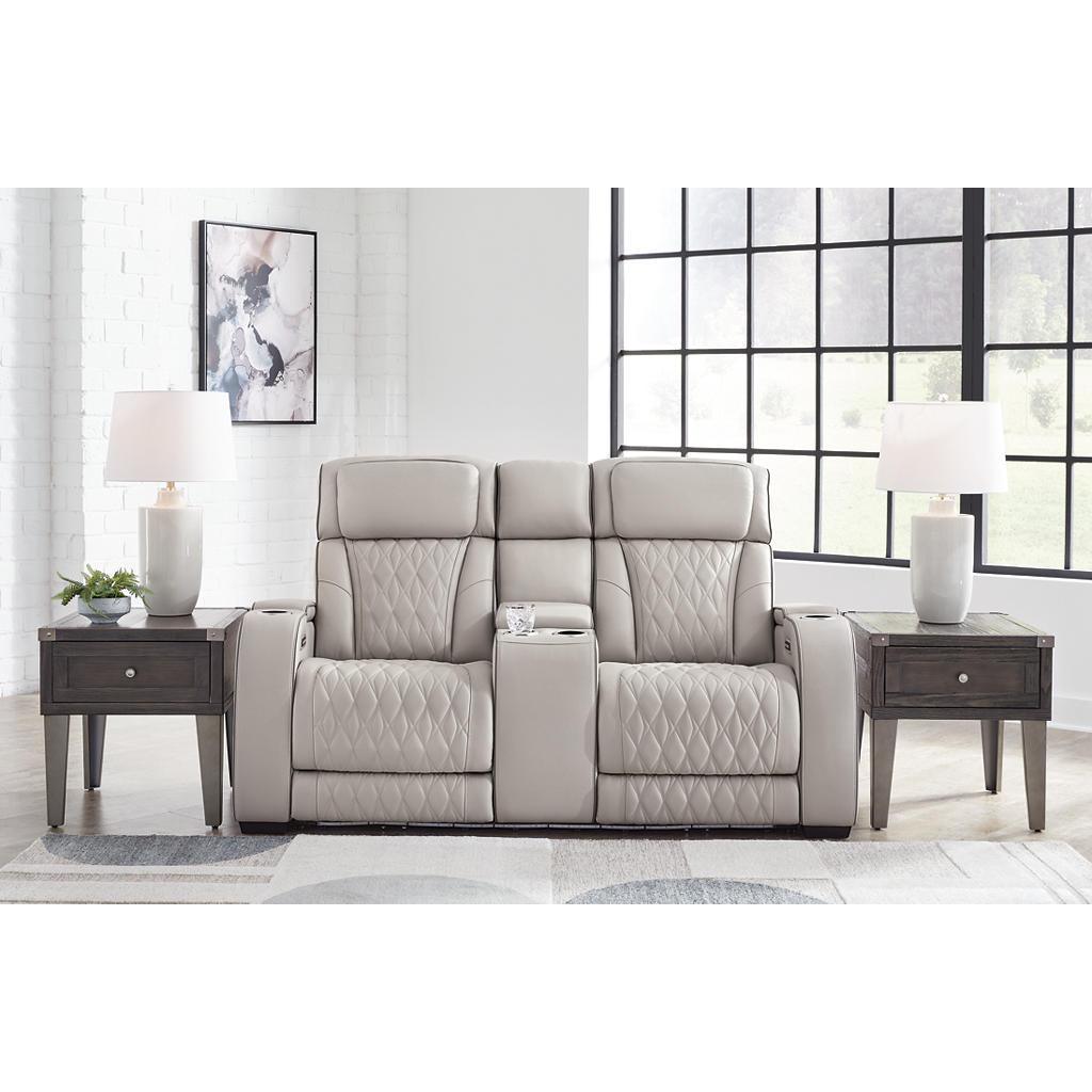 Boyington Power Reclining Loveseat with Console — Gray, Heat & Massage Signature Design by Ashley® Living Room