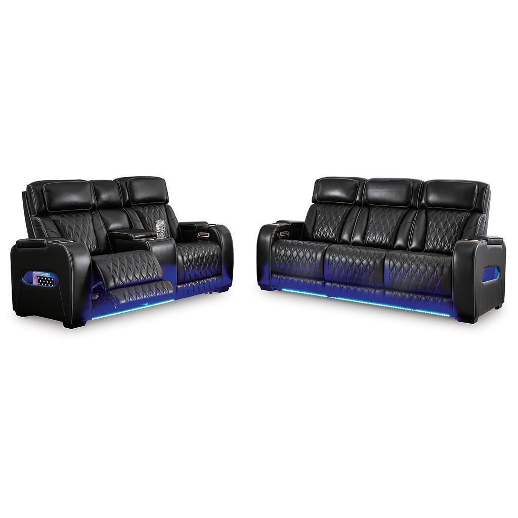 Boyington Set (U1) — Power sofa and console loveseat, Black Signature Design by Ashley® Uncategorized