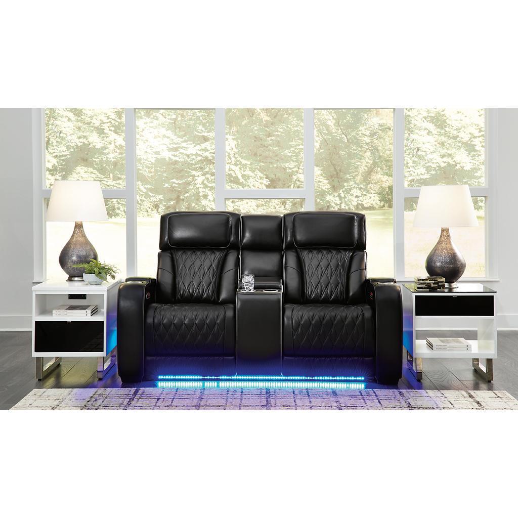 Boyington Power Console Loveseat — Black, Massage and Heat Signature Design by Ashley® Living Room