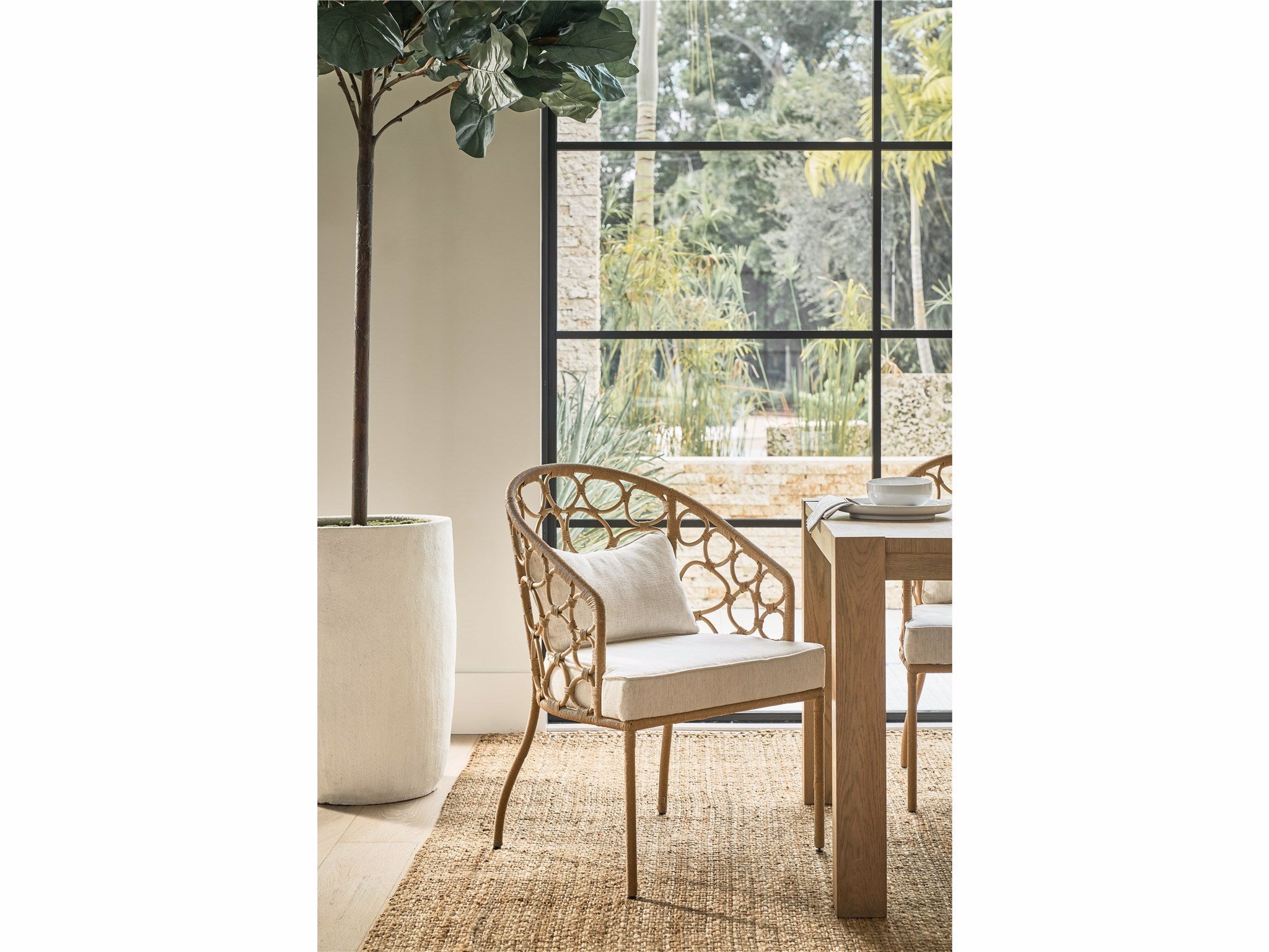 Universal Furniture Weekender Pebble Dining Chair — Natural Rattan — Weekender Collection