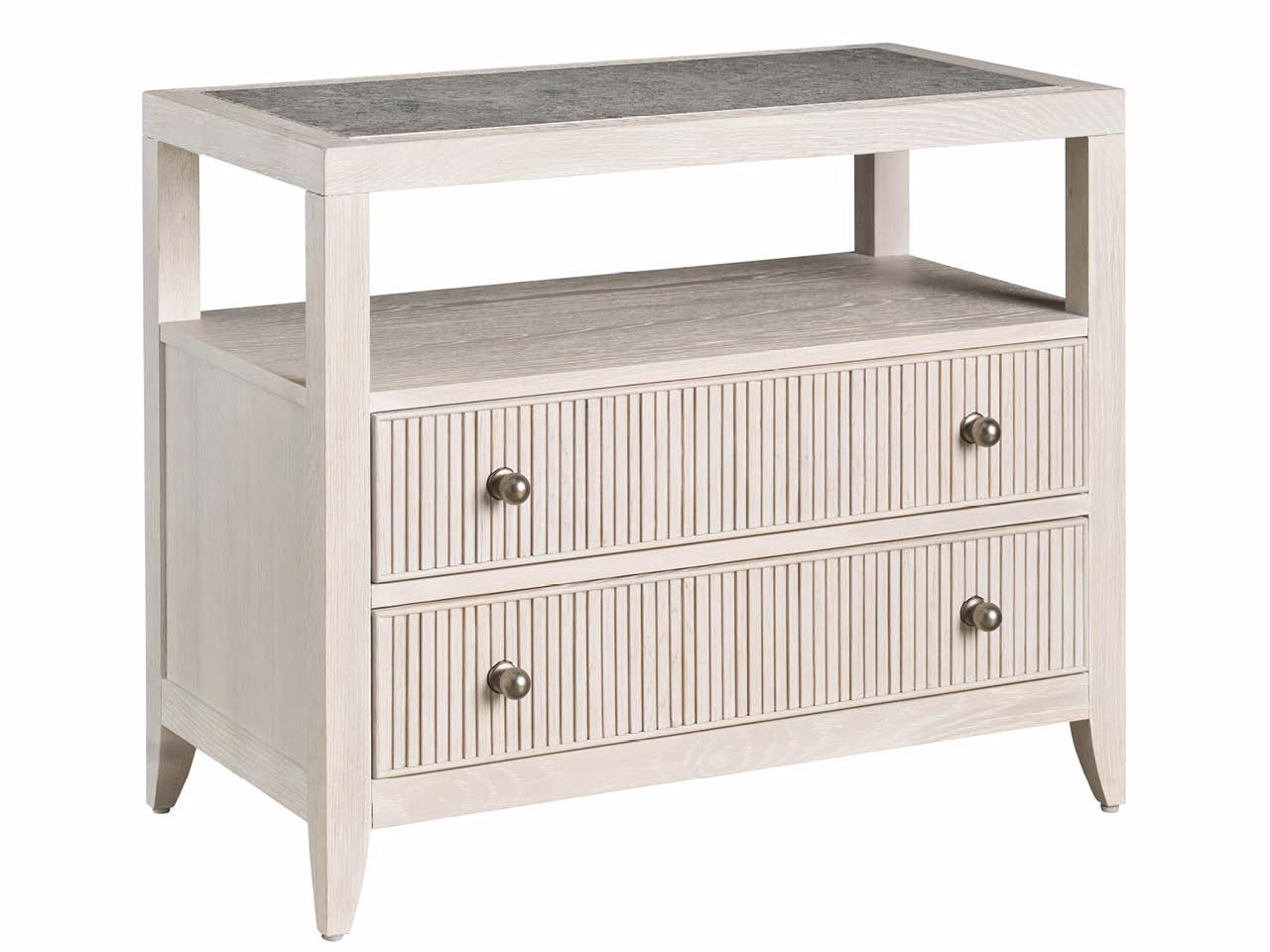 Universal Furniture Avaline Carmen Two Drawer Nightstand — White Oak — Avaline Collection