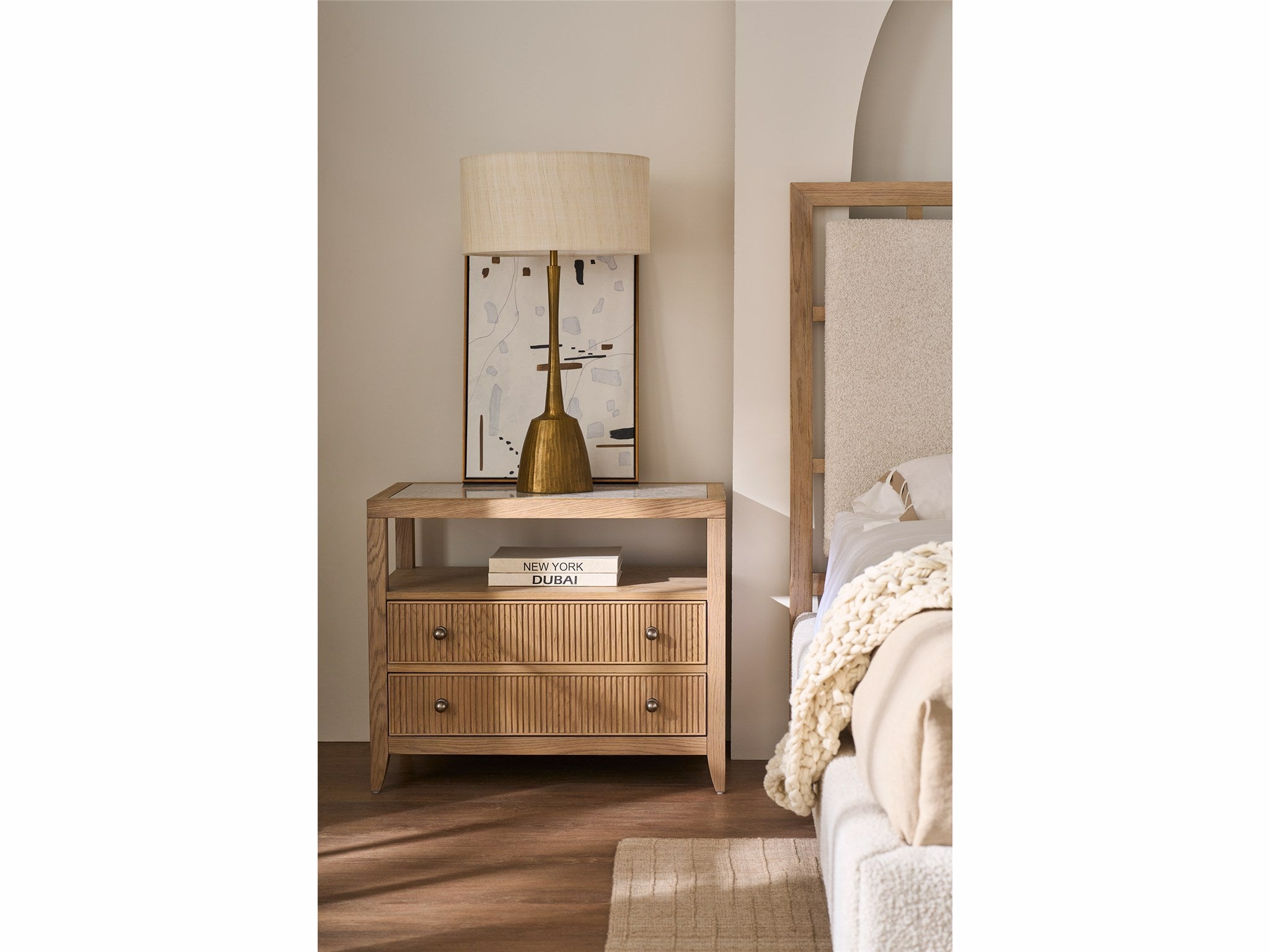 Universal Furniture Avaline Carmen Two Drawer Nightstand — Skylark — Avaline Collection