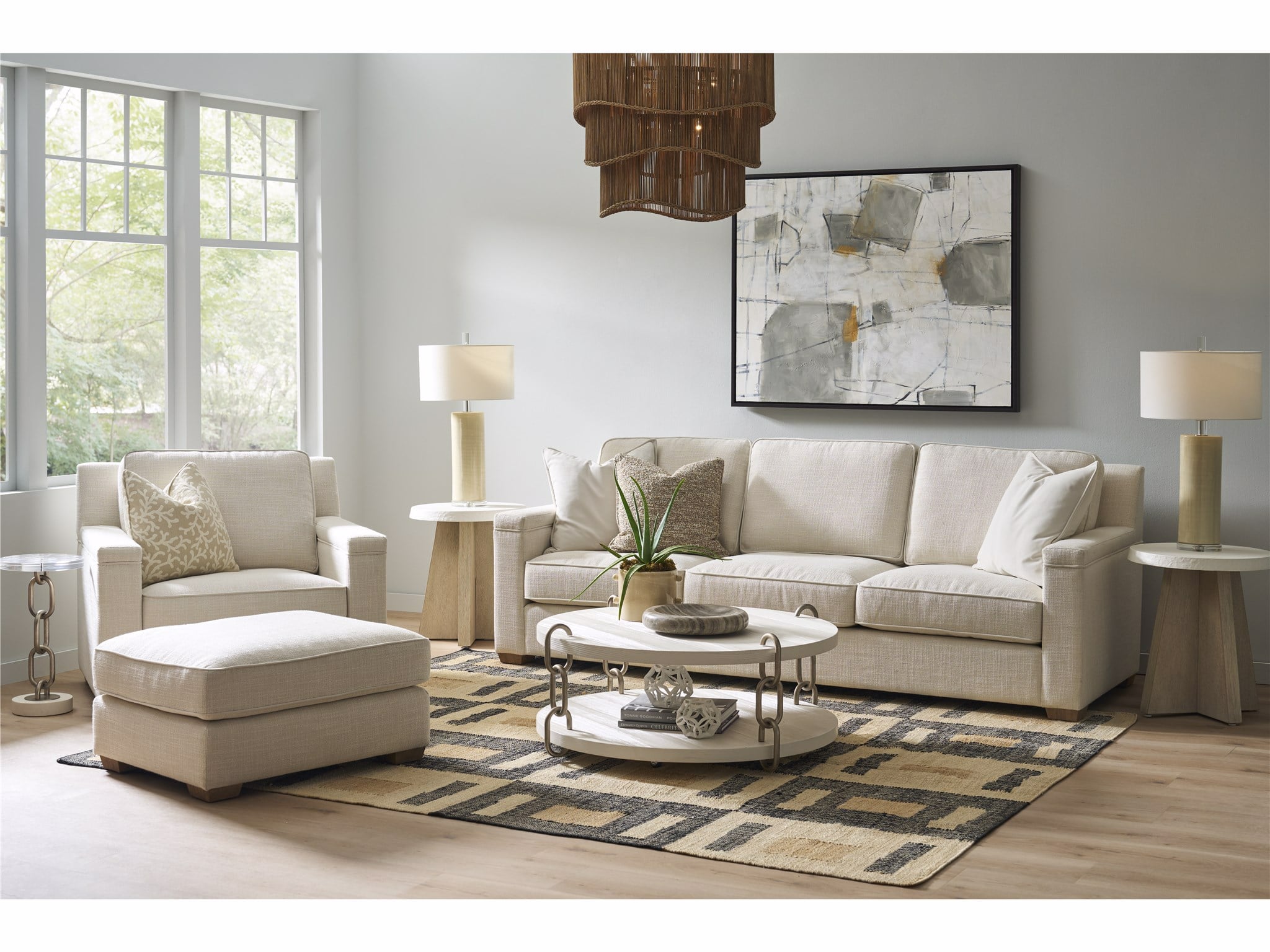 Universal Furniture Leah Ottoman — Asbury Oatmeal — Leah Collection
