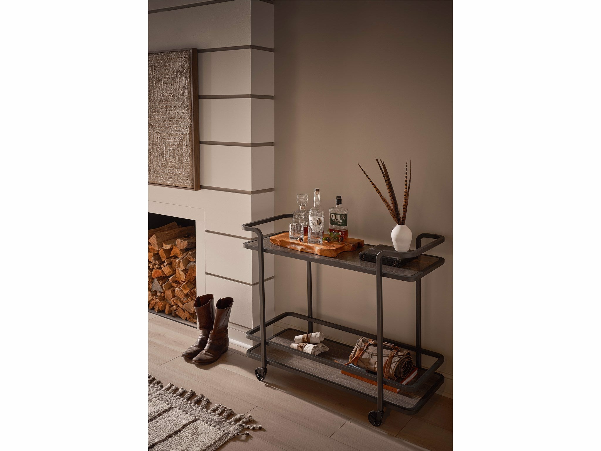 Universal Furniture Smoked Bronze Bar Cart — Modern Collection