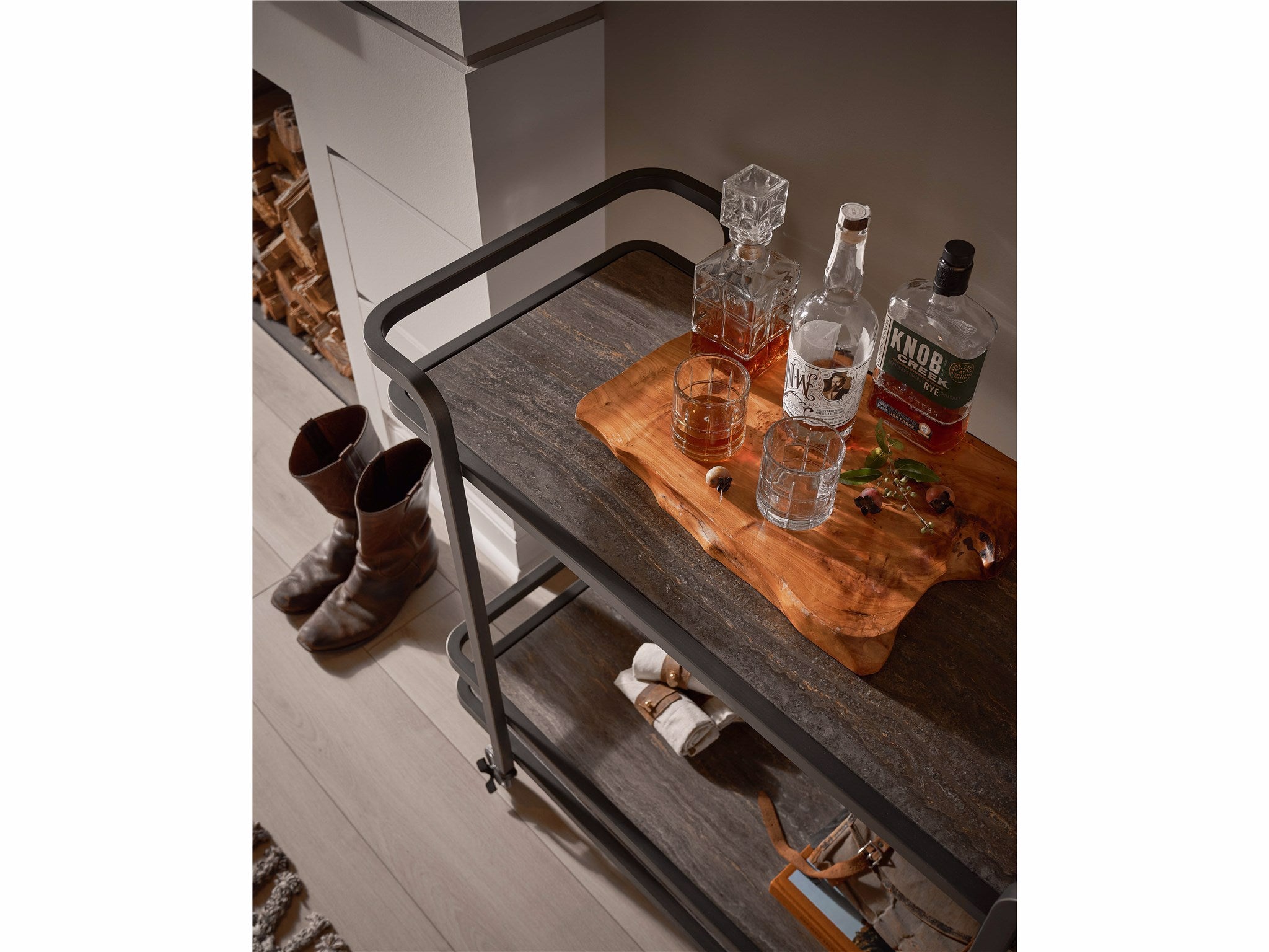 Universal Furniture Smoked Bronze Bar Cart — Modern Collection