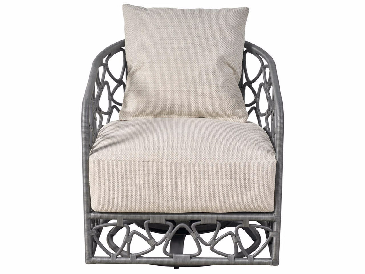 Universal Furniture Coastal Living Outdoor Pebble Swivel Chair Outdoor — Caaden Cream — Charcoal — Coastal Living Outdoor Collection