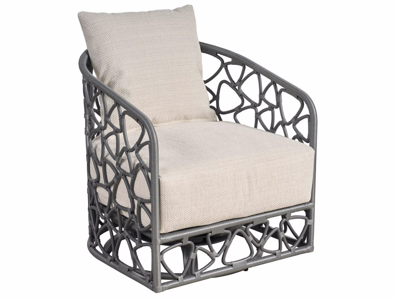Universal Furniture Coastal Living Outdoor Pebble Swivel Chair Outdoor — Caaden Cream — Charcoal — Coastal Living Outdoor Collection