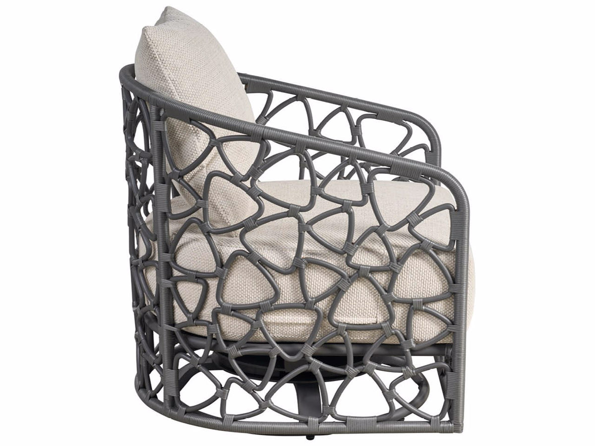Universal Furniture Coastal Living Outdoor Pebble Swivel Chair Outdoor — Caaden Cream — Charcoal — Coastal Living Outdoor Collection