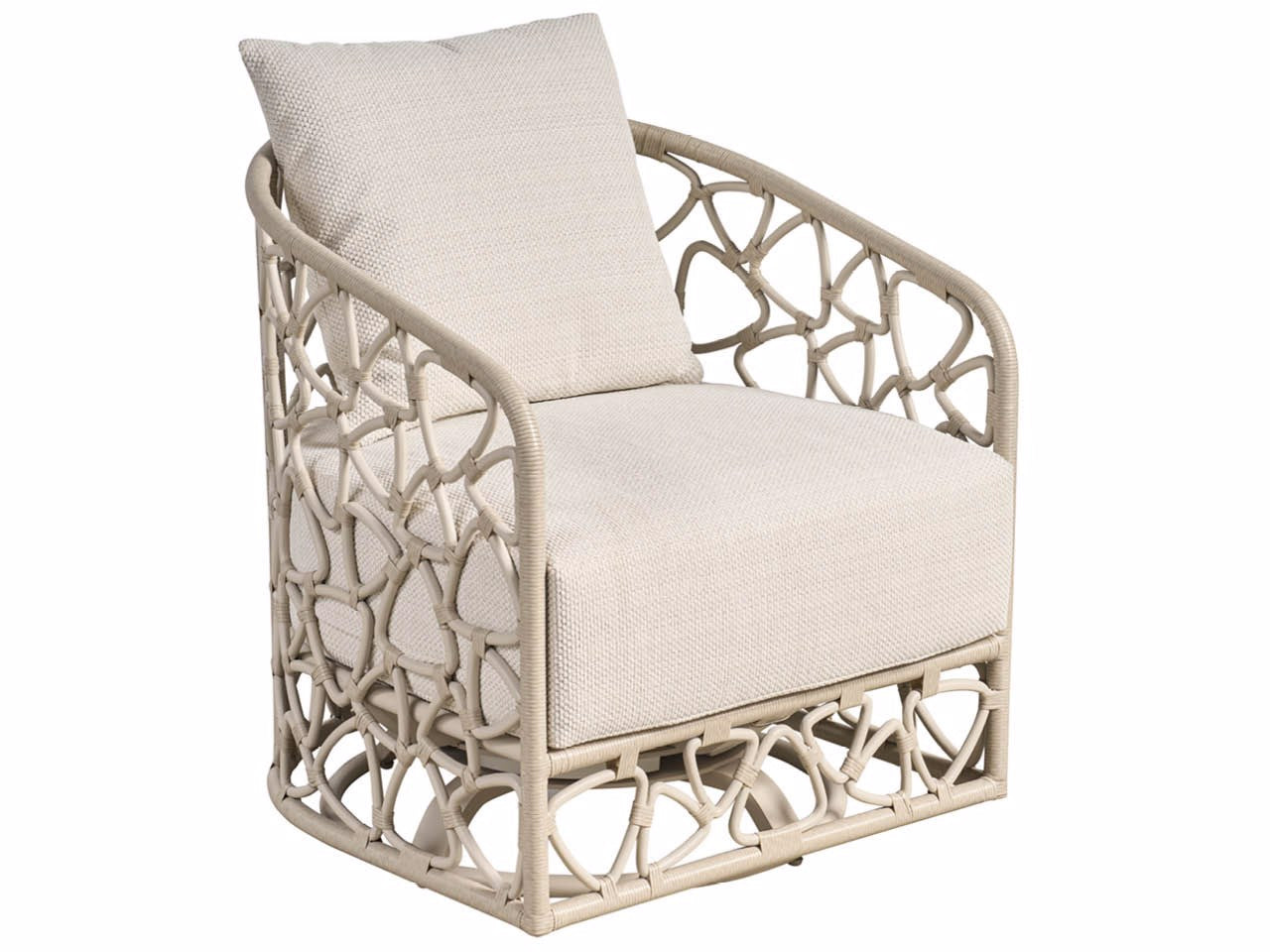 Universal Furniture Coastal Living Outdoor Pebble Swivel Chair Outdoor — Caaden Cream — Shoal — Coastal Living Outdoor Collection