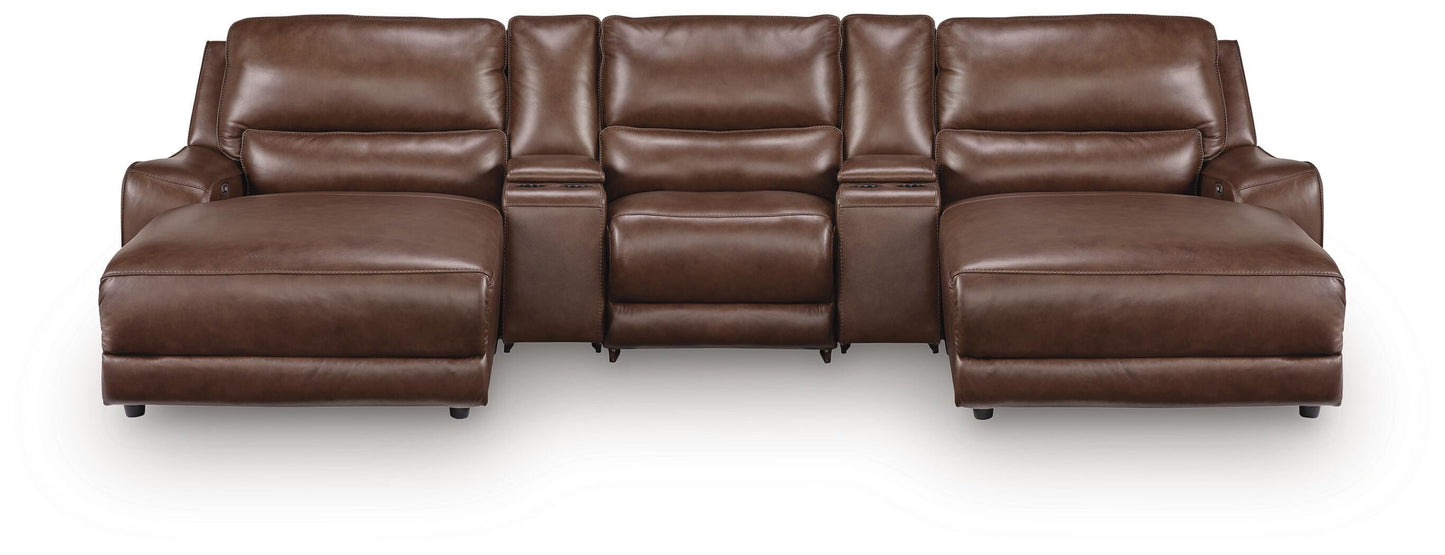 DeepWakes 5-Piece Reclining Sectional with Double Chaise and Storage Consoles
