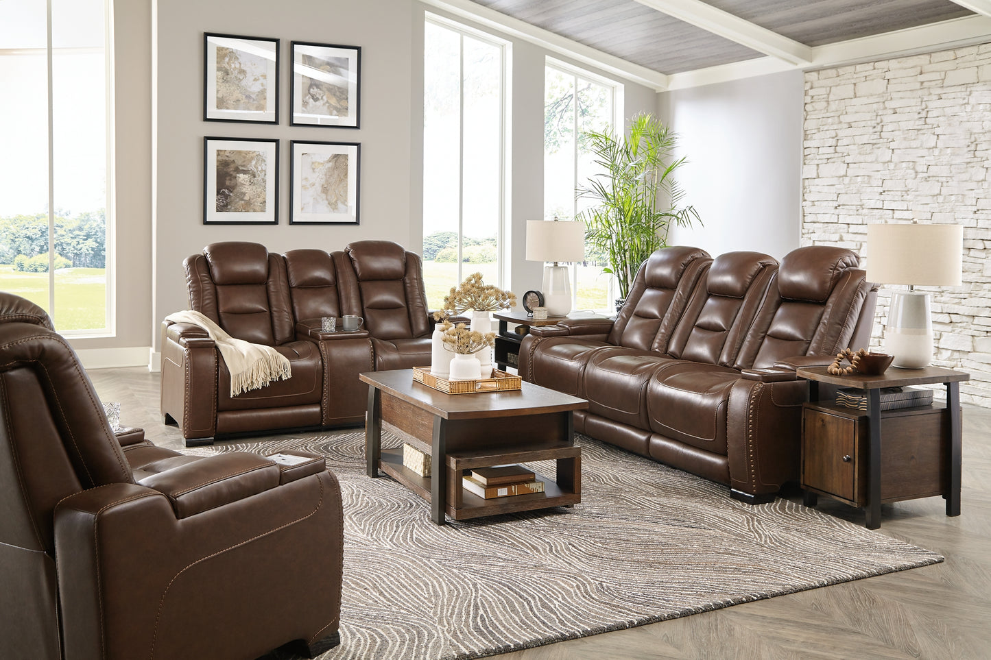 The Man-Den Power Reclining Sofa, Loveseat and Recliner