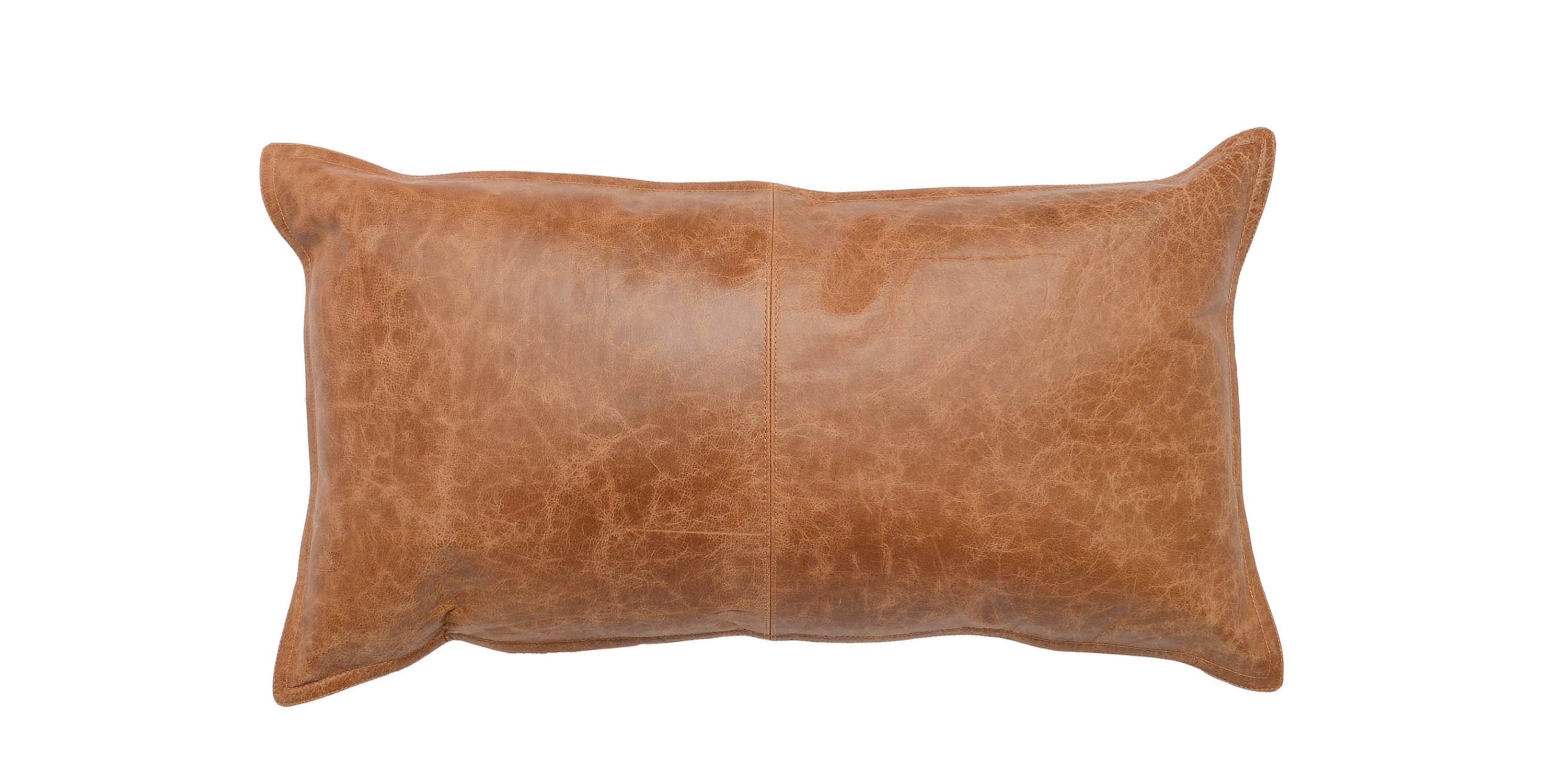 Dumont Leather Chestnut Lumbar Pillow Cover Bassett Home Decor