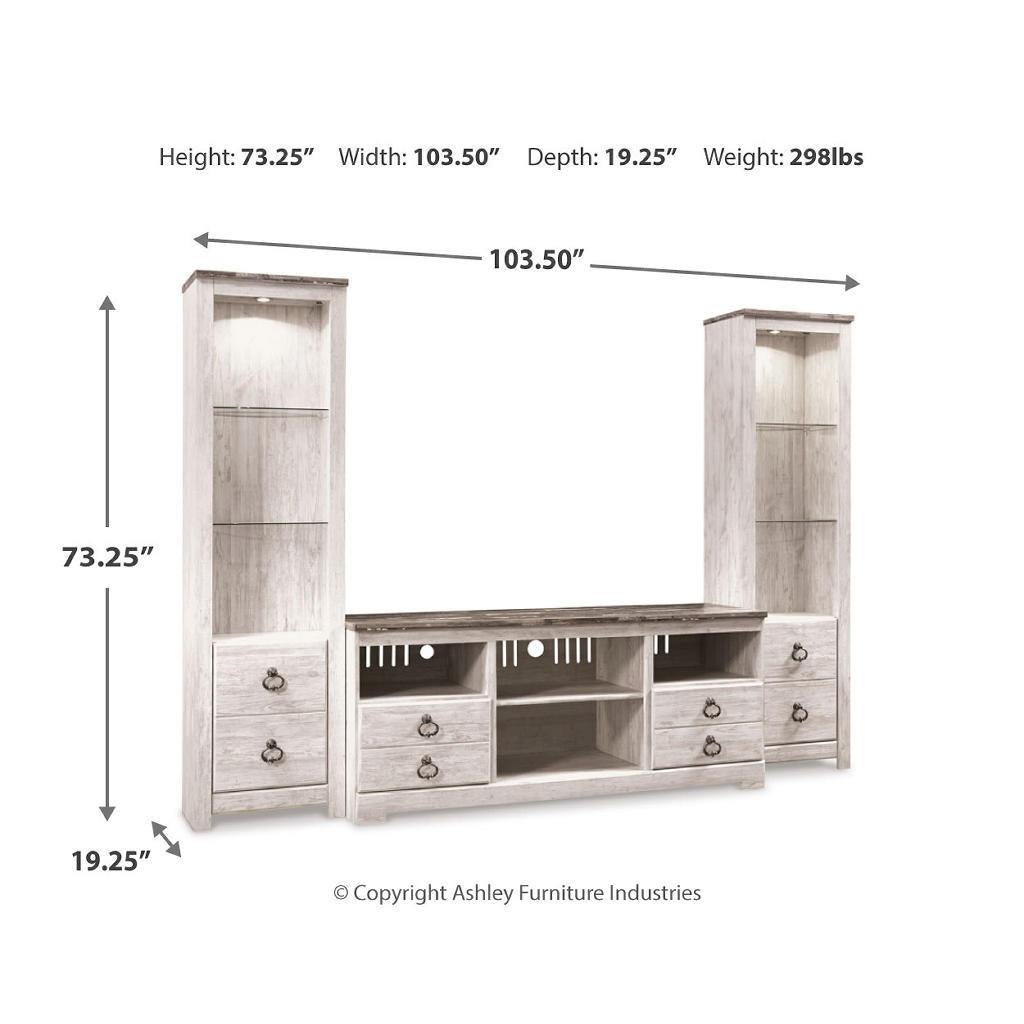 Willowton 3-Piece Entertainment Center — Whitewash (W16) Signature Design by Ashley® Living Room