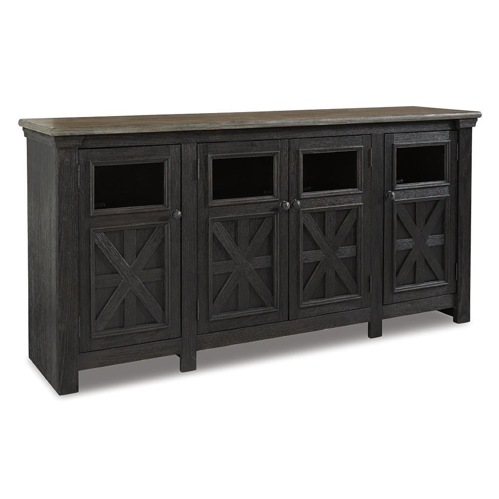Tyler Creek 74 Inch TV Stand — Glass Doors Signature Design by Ashley® Living Room