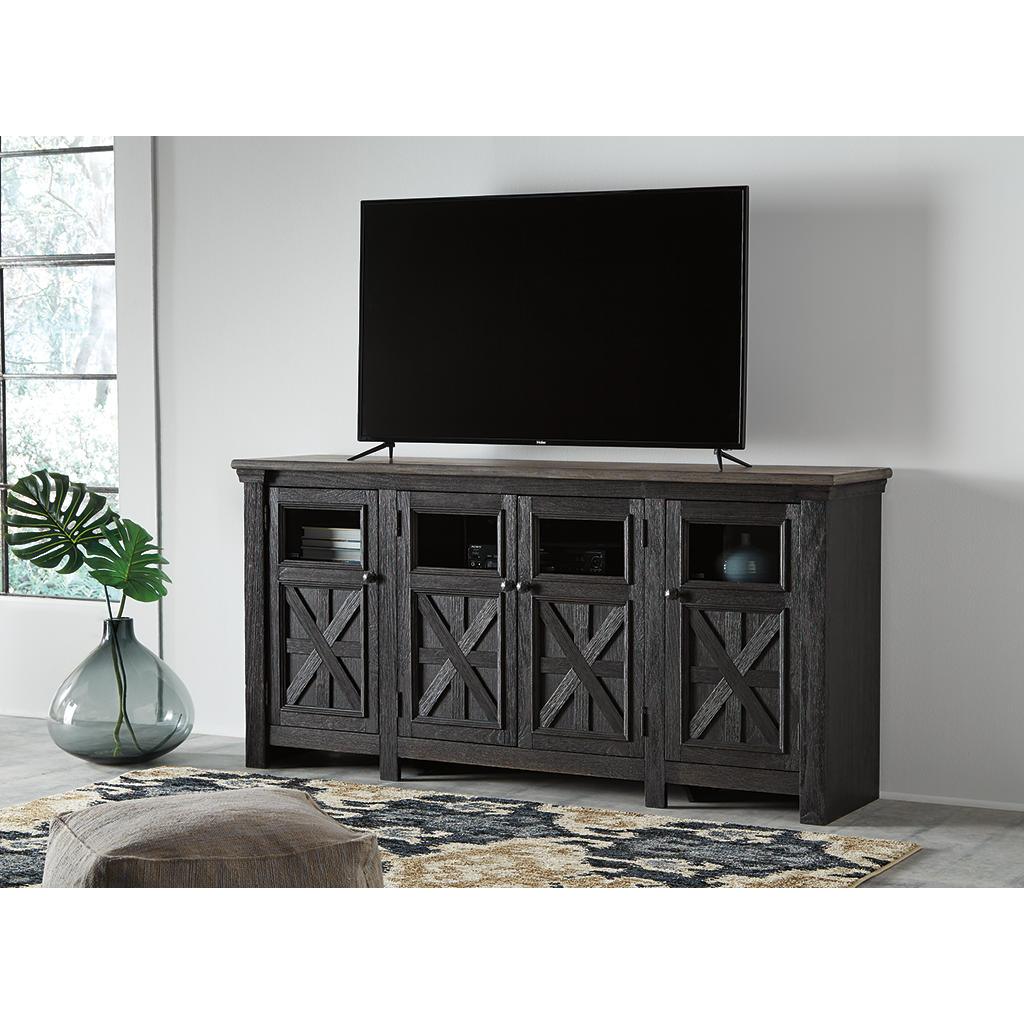 Tyler Creek 74 Inch TV Stand — Glass Doors Signature Design by Ashley® Living Room