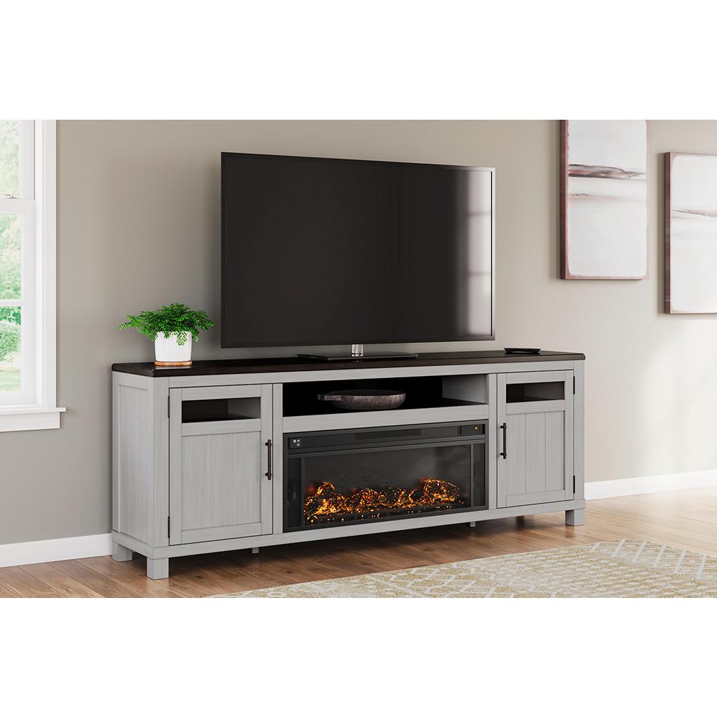 Darborn 88" TV Stand with Fireplace — Farmhouse Two-Tone Signature Design by Ashley® Living Room