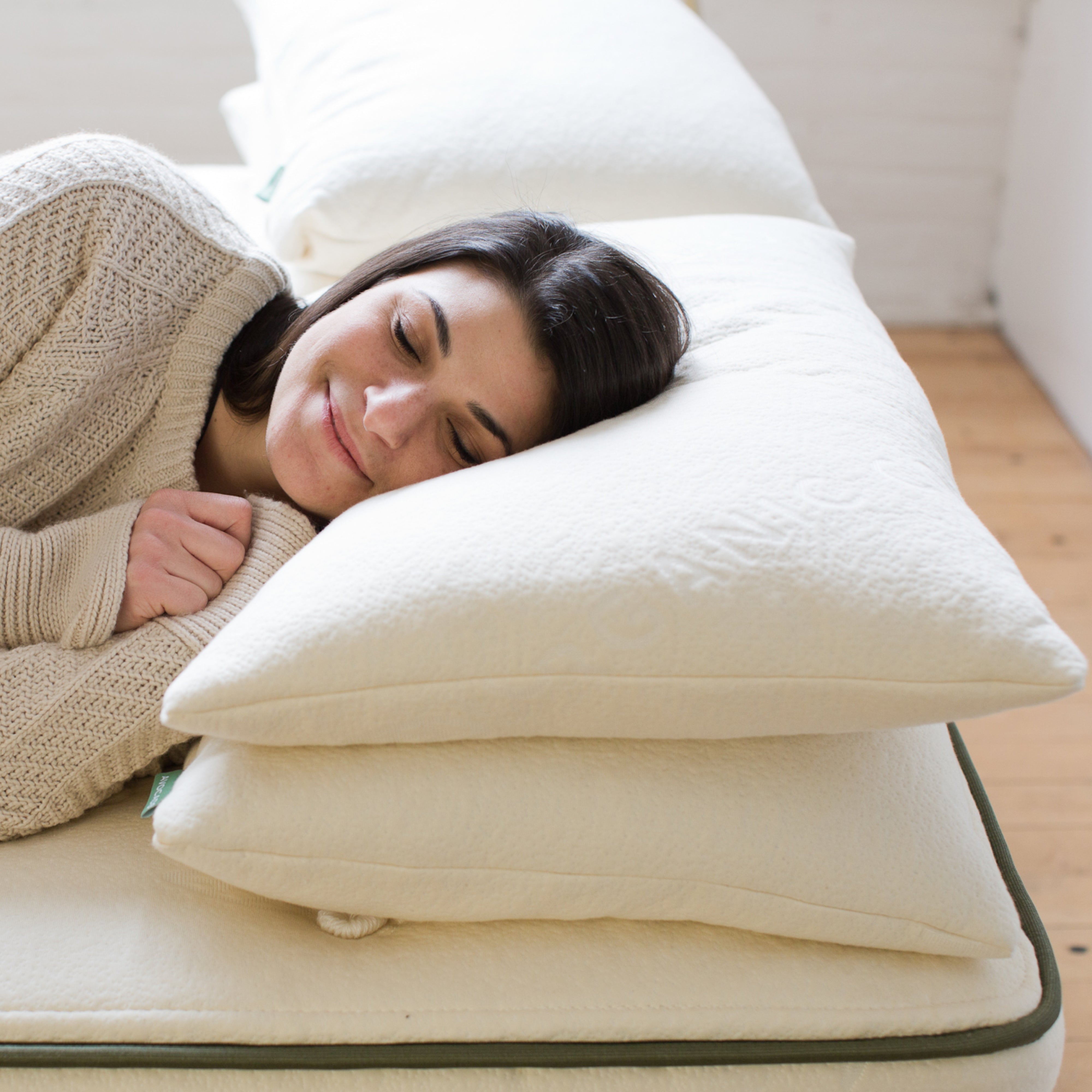 Avocado Green Pillow — Organic Latex and Kapok, Adjustable Fill
