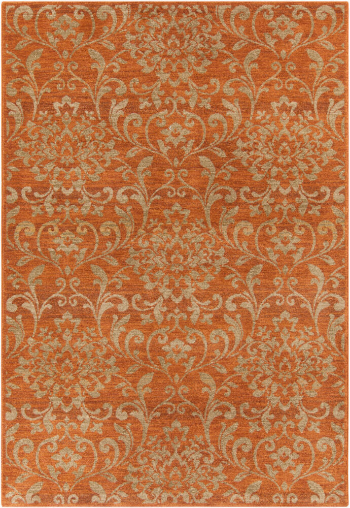 Arabesque Machine Woven Rug — Brown/Burnt Orange