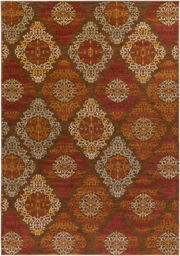 Arabesque Machine Woven Rug — Brown/Burgandy
