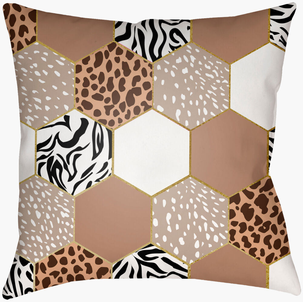 Animal Hexigon Accent Pillow — Black/Brown
