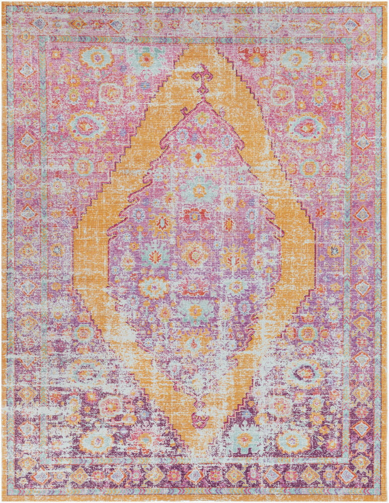 Antioch Machine Woven Rug — Burgundy/Lavender