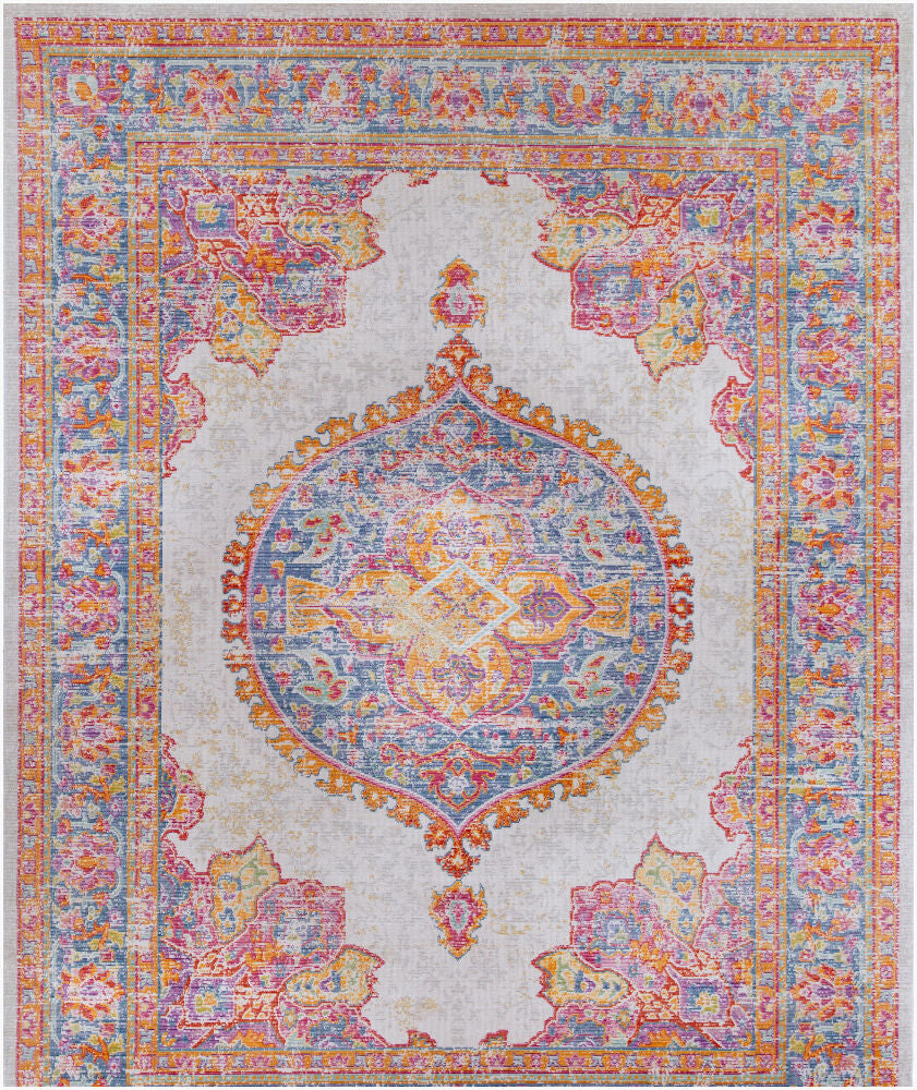 Antioch Machine Woven Rug — Lavender/Light Gray