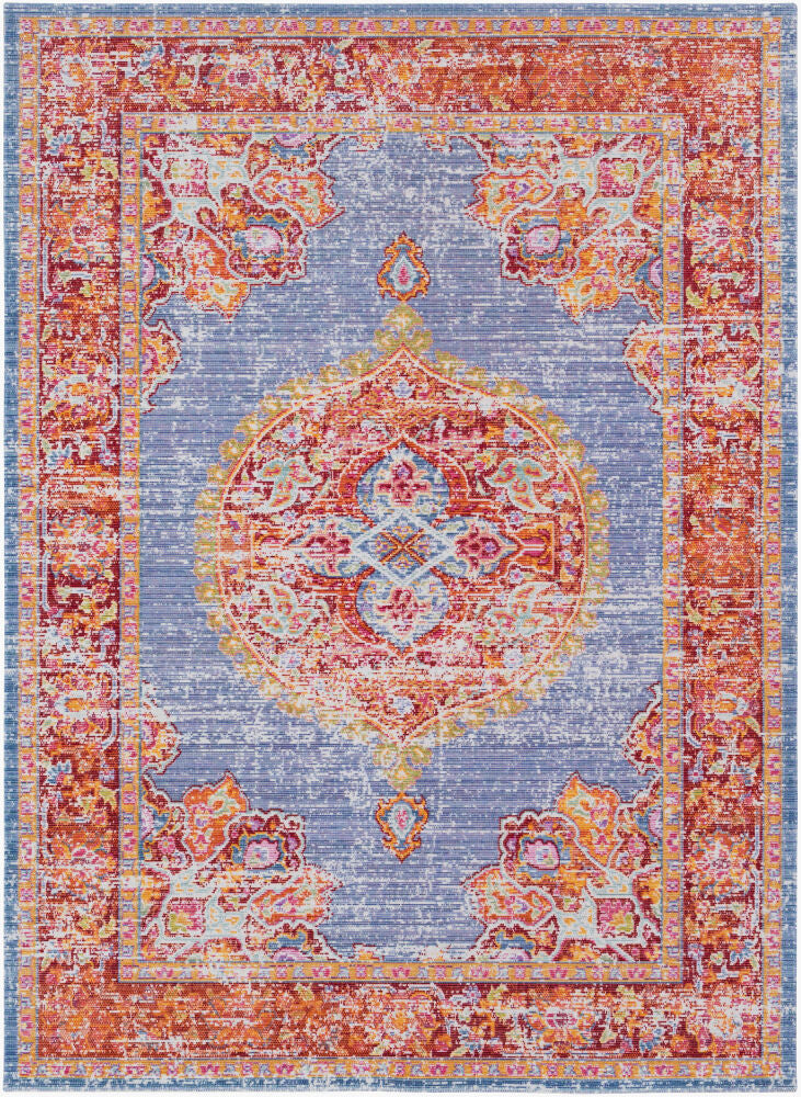Antioch Machine Woven Rug — Burgundy/Lavender