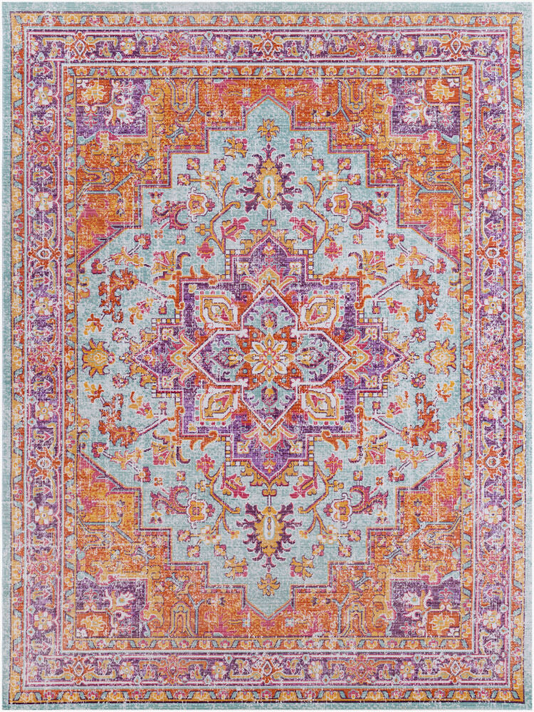 Antioch Machine Woven Rug — Burgundy/Lavender