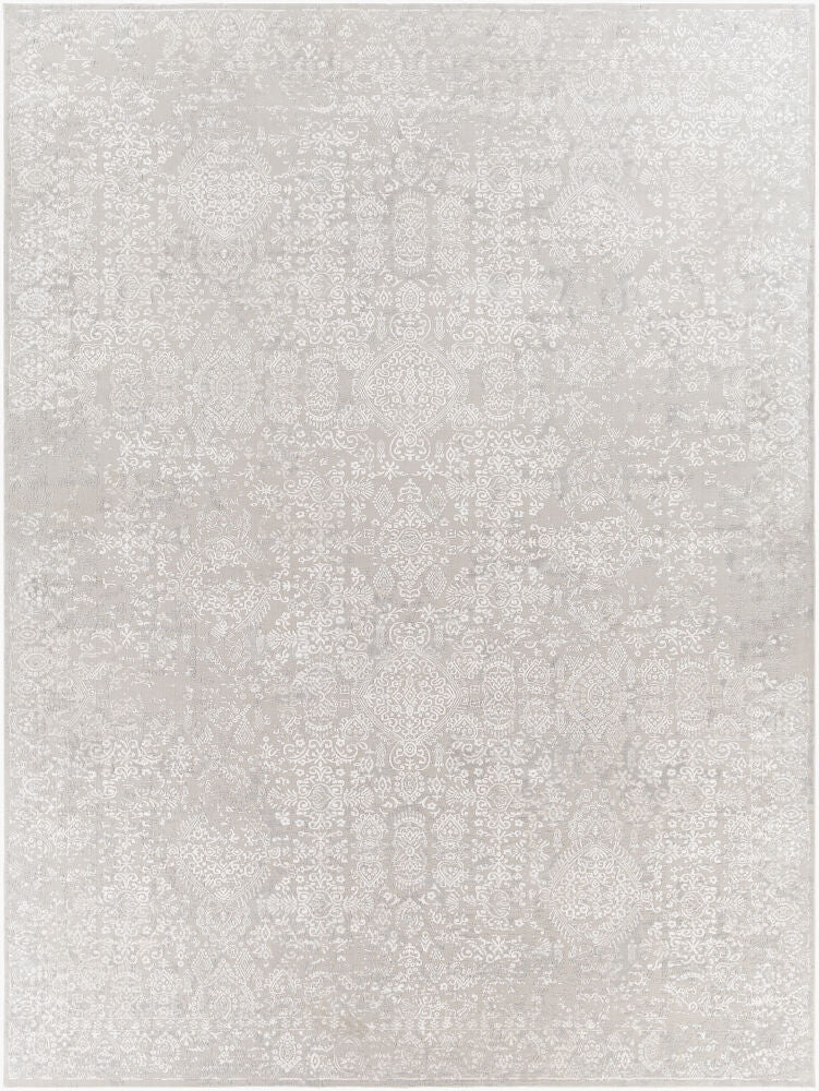 Aisha Machine Woven Rug — Light Gray/Off-White