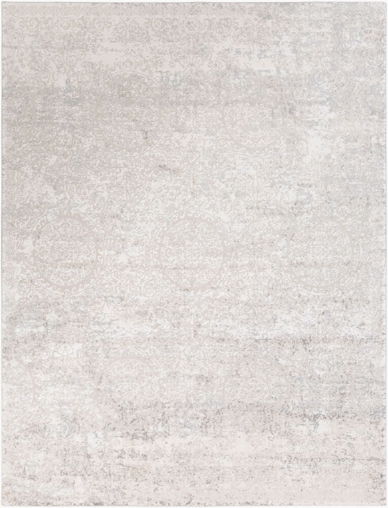 Aisha Machine Woven Rug — Light Gray/Off-White