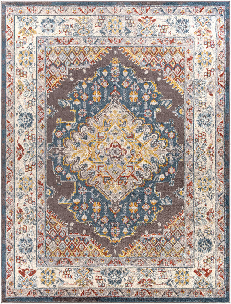 Ankara Machine Woven Rug — Charcoal/Cream