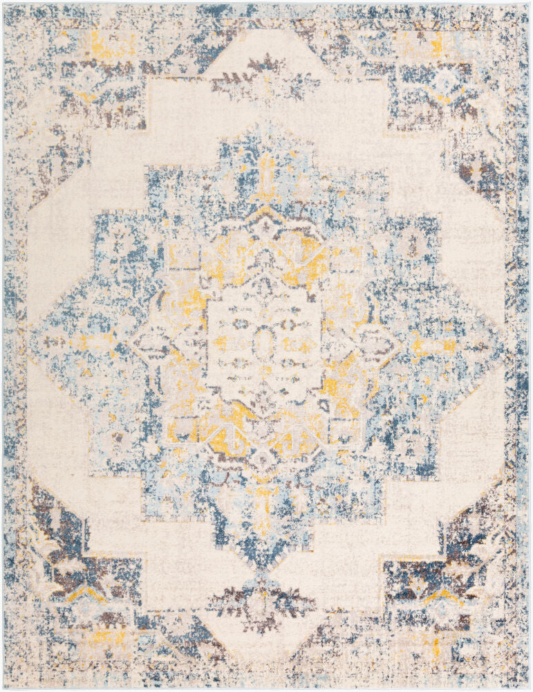 Ankara Machine Woven Rug — Blue/Dark Brown Livabliss Area Rug