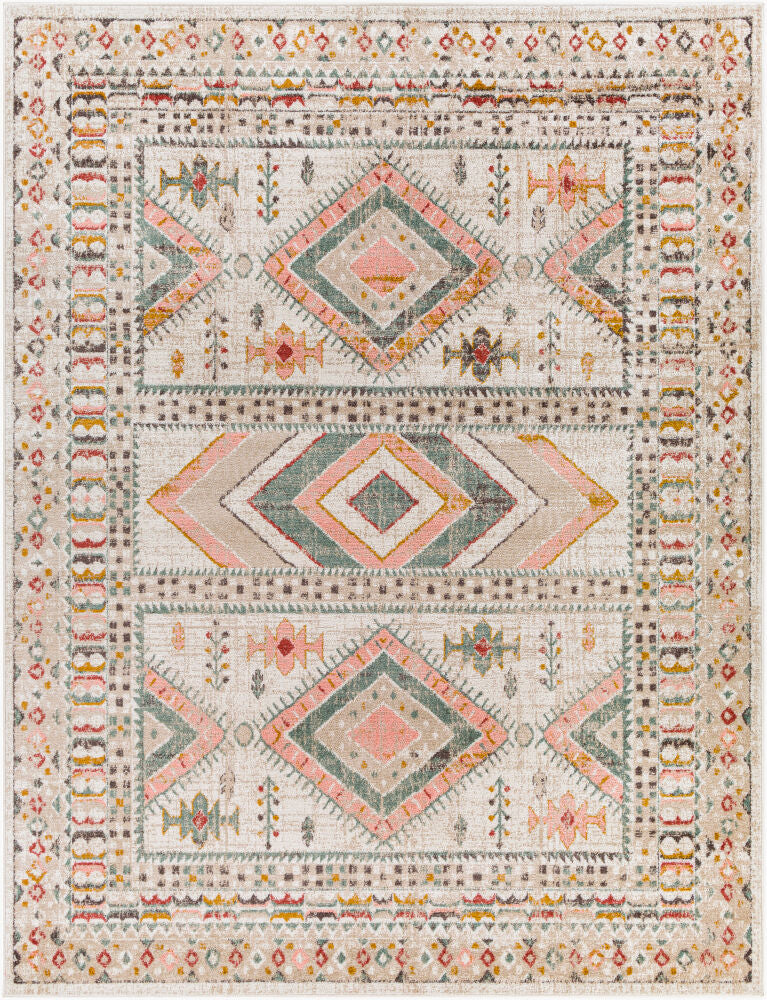 Ankara Machine Woven Rug — Charcoal/Dusty Pink