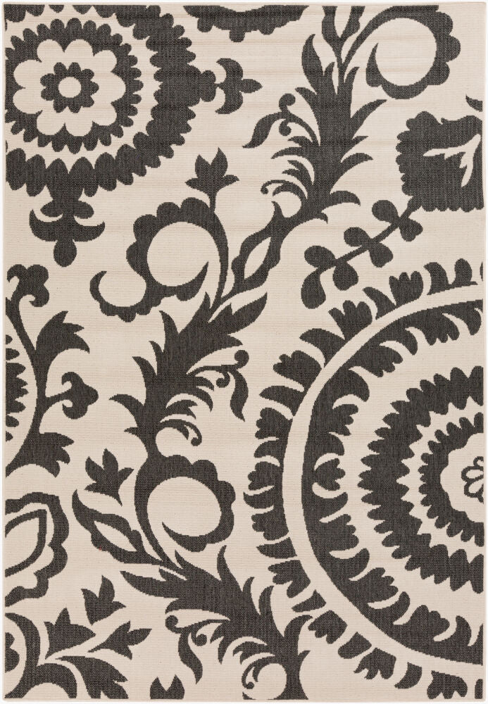 Alfresco Machine Woven Rug — Beige/Black Livabliss Area Rug