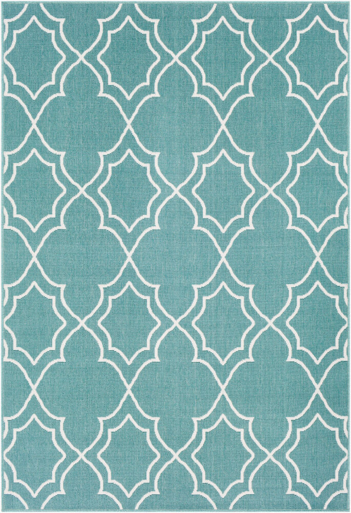 Alfresco Machine Woven Rug — Teal/White Livabliss Runner Rug