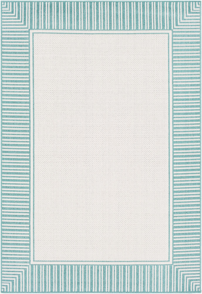 Alfresco Machine Woven Rug — Teal/White Livabliss Runner Rug