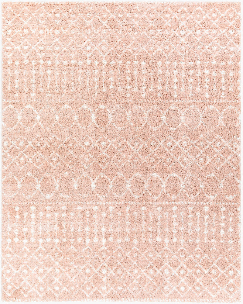 Aliyah Shag Machine Woven Rug — Blush/Cream