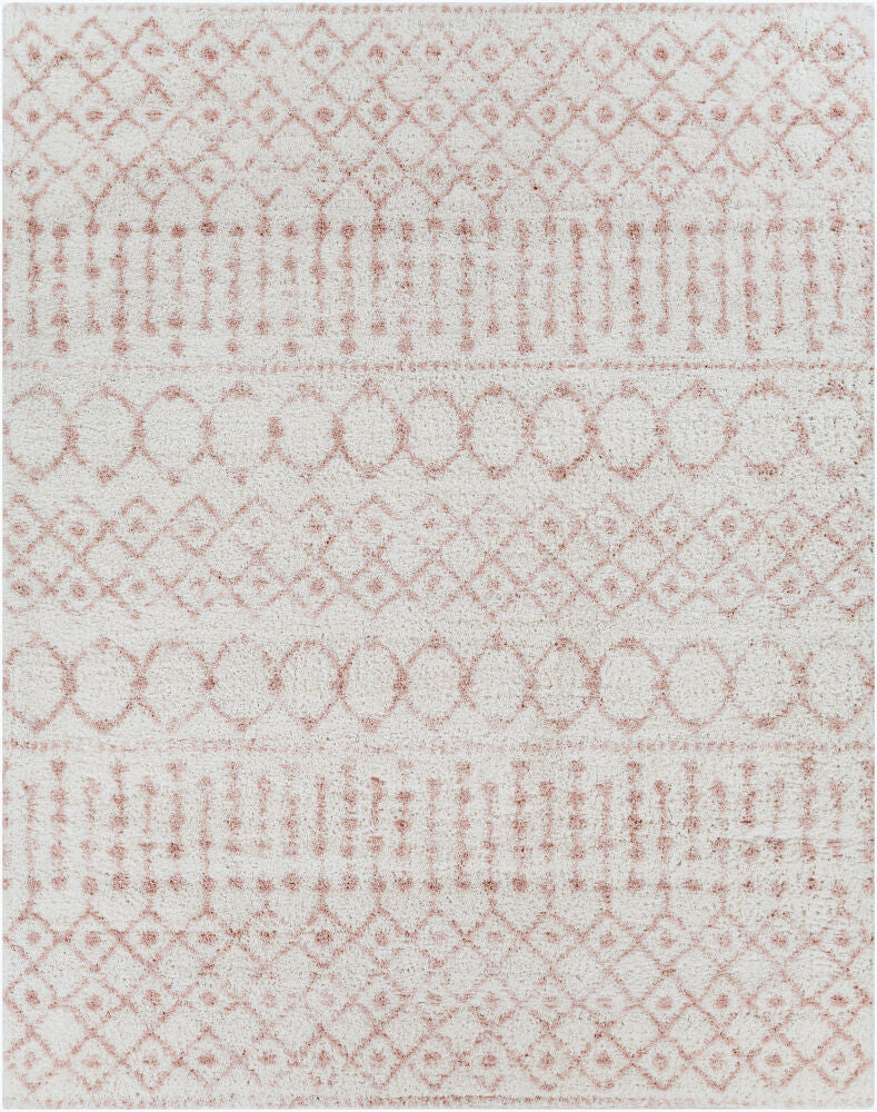 Aliyah Shag Machine Woven Rug — Blush/Cream