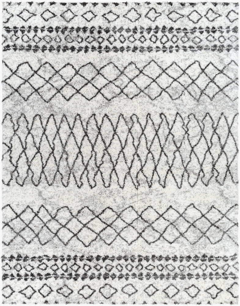 Aliyah Shag Machine Woven Rug — Charcoal/Cream