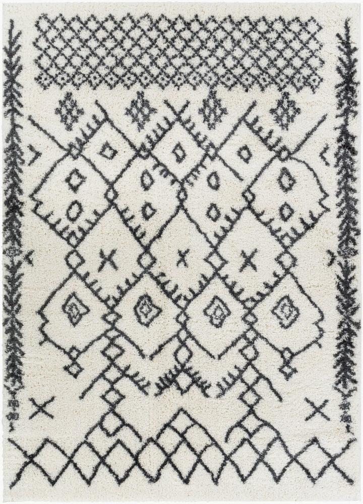 Aliyah Shag Machine Woven Rug — Charcoal/Cream