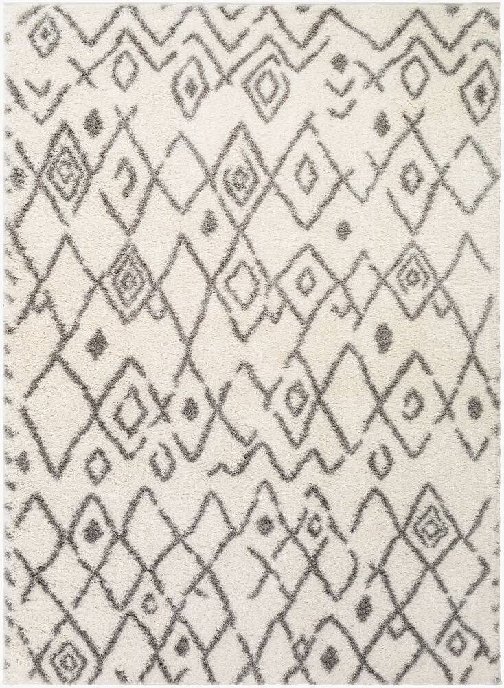 Aliyah Shag Machine Woven Rug — Cream/Gray
