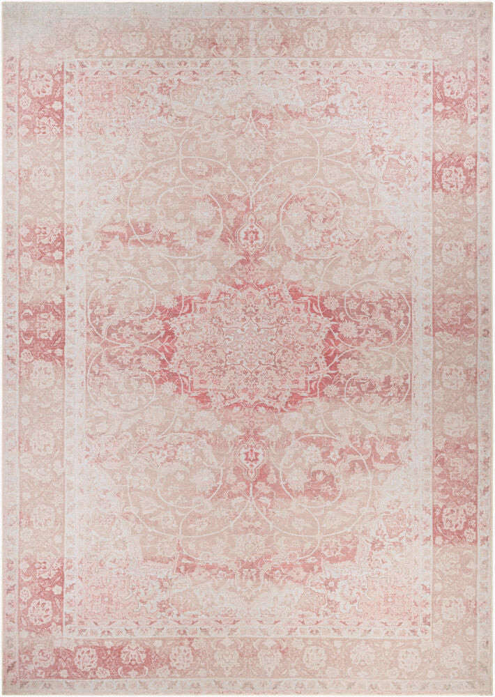 Amelie Machine Woven Rug — Beige/Dusty Pink