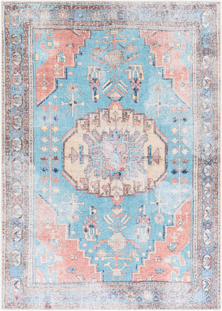 Amelie Machine Woven Rug — Aqua/Brown