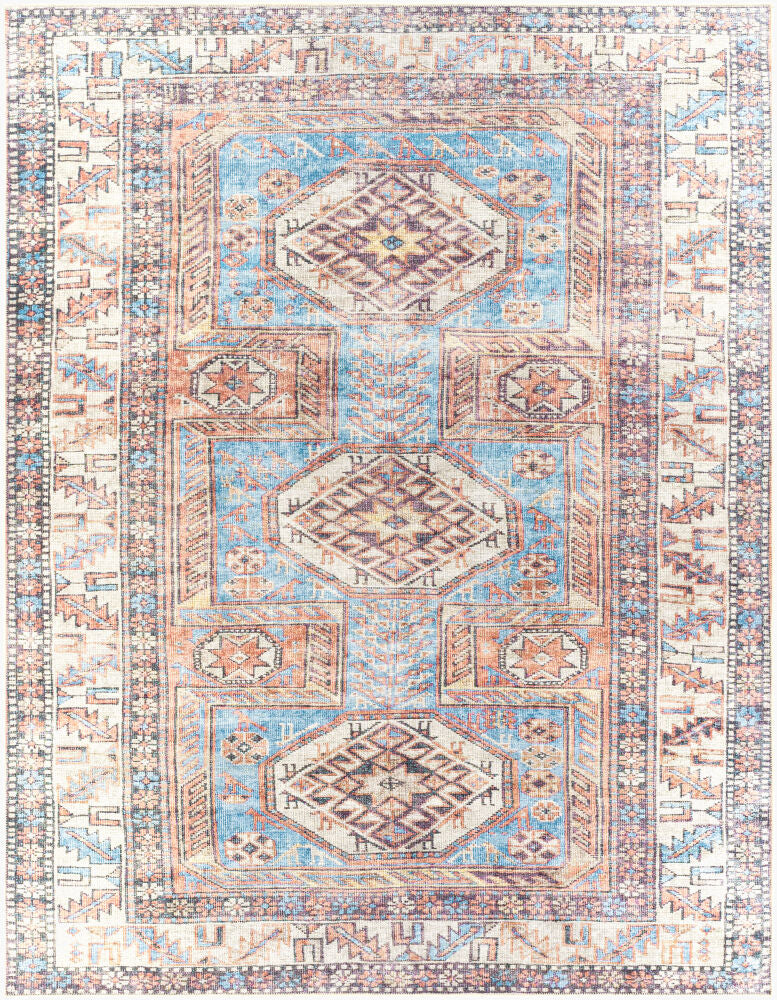 Amelie Machine Woven Rug — Aqua/Brown