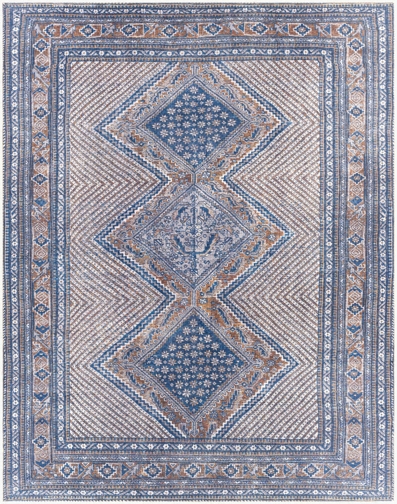 Amelie Machine Woven Rug — Brown/Dark Blue