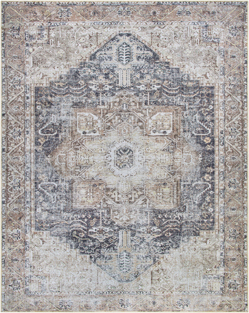 Amelie Machine Woven Rug — Beige/Dark Brown Livabliss Area Rug